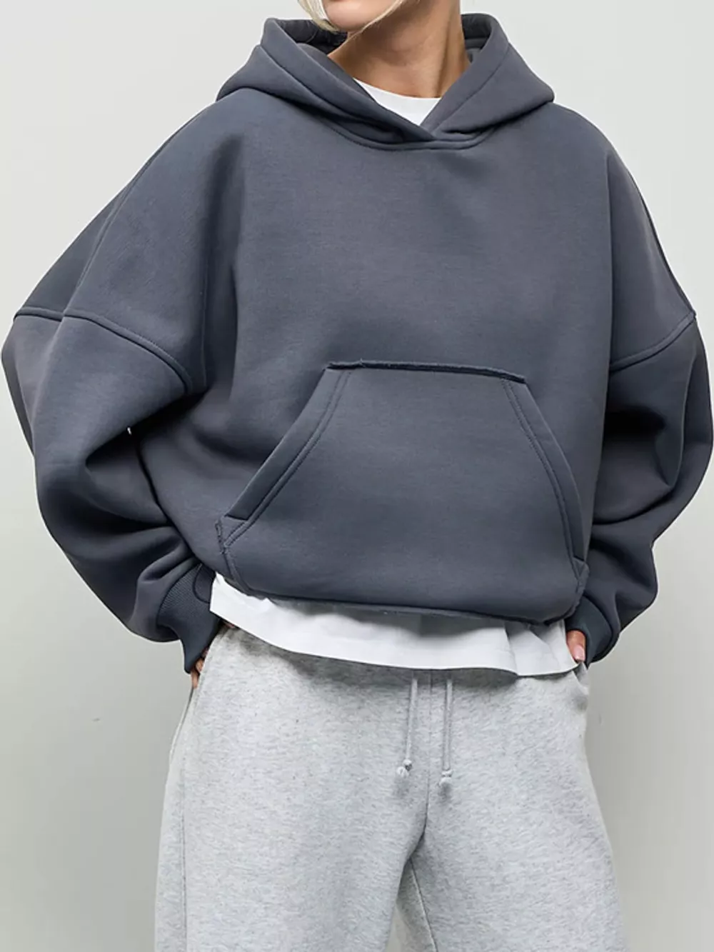 Kangaroo Pocket Dropped Shoulder Hoodie, image 15