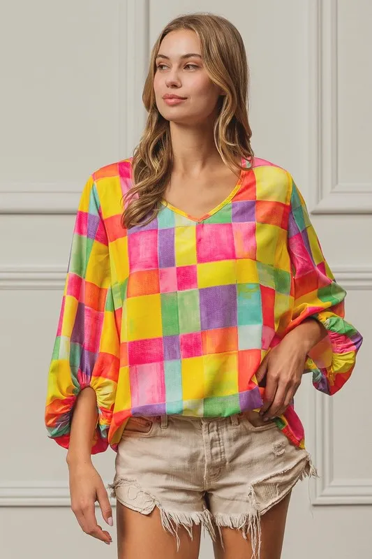 Multi Block Bubble Pop Ballon Top, image 9