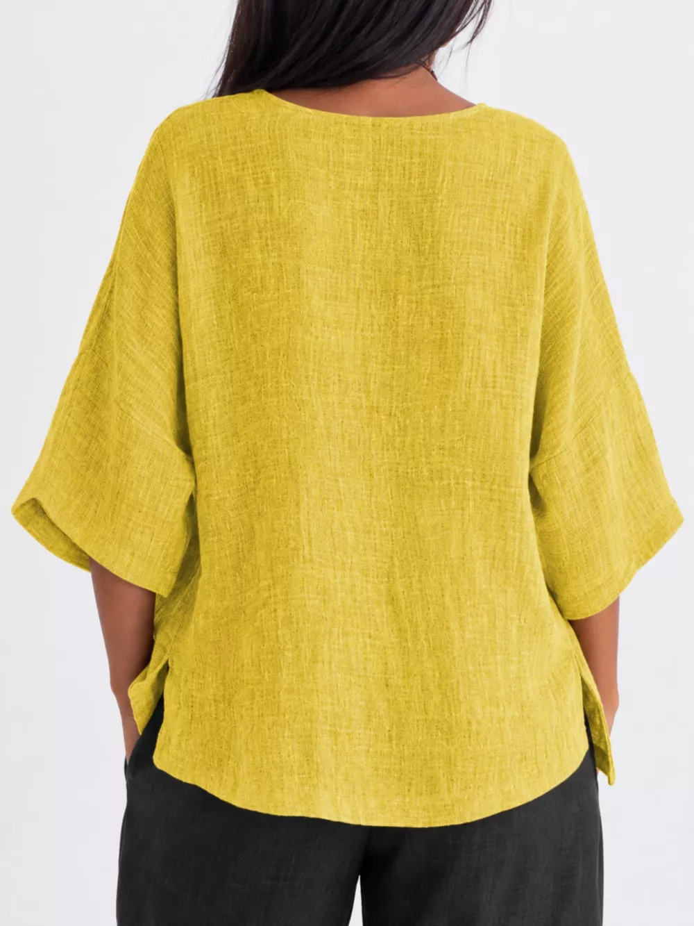 Full Size Loose Fit Linen Blend Blouse Plus Size, image 7