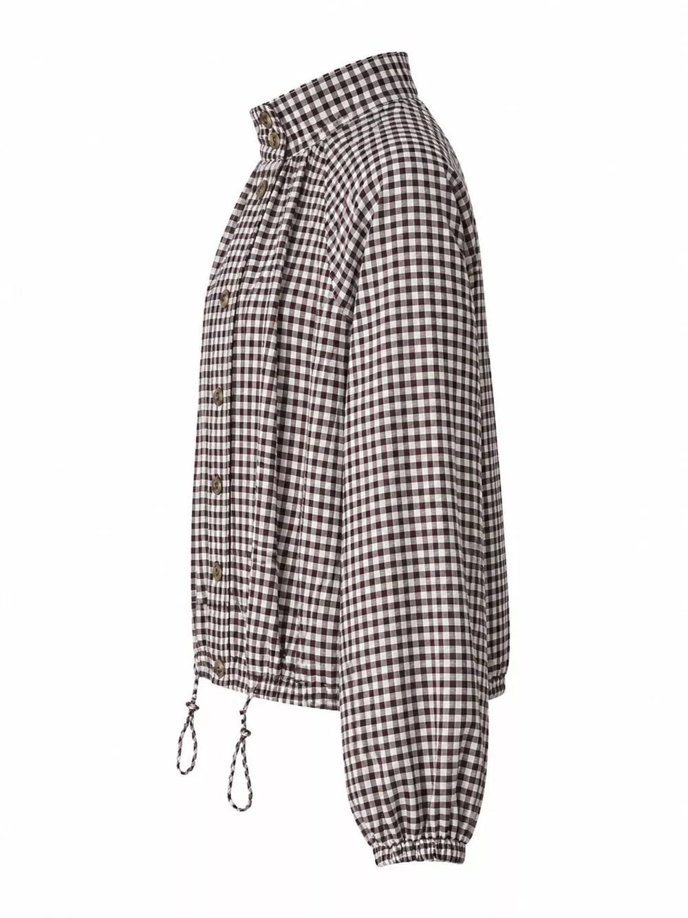Gingham Stand-Collar Drawstring Jacket, image 3