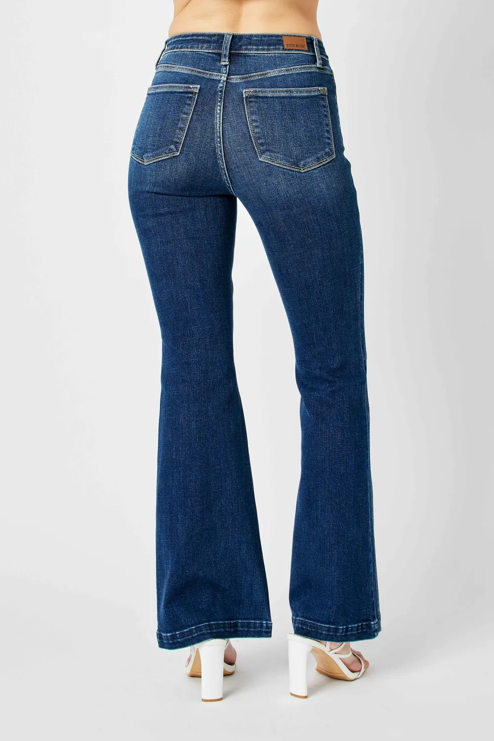 Full Size Hw Angled Side Seam Detail Flare Jeans Plus Size, image 6