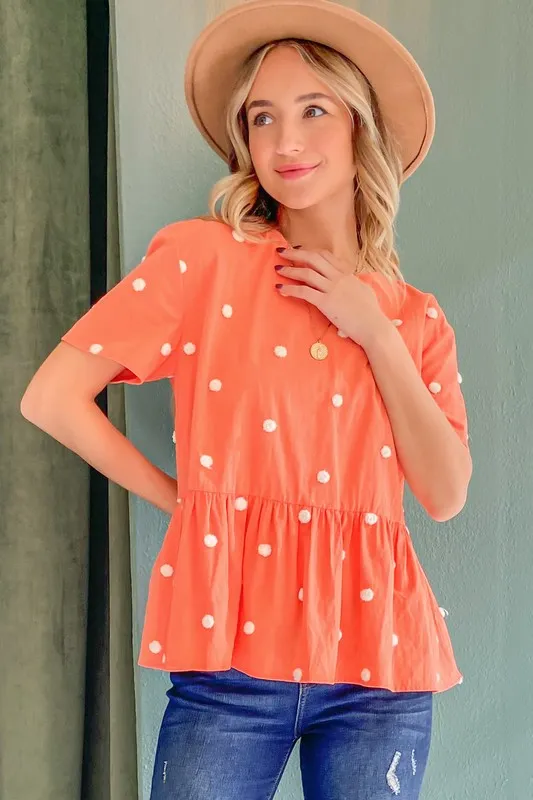 Pom Pom Polka Dots Short Sleeve Top, image 5