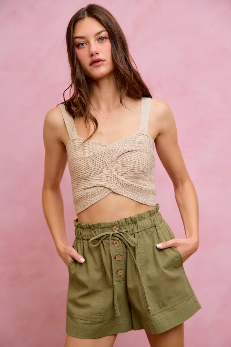Paper Bag Patch Pocket Drawstring Twill Shorts, image 20