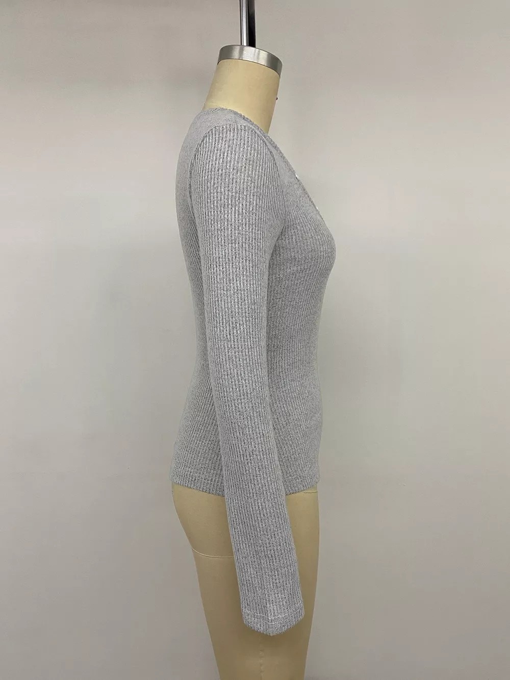 Ribbed Lace Trim Henley T-Shirt, image 11