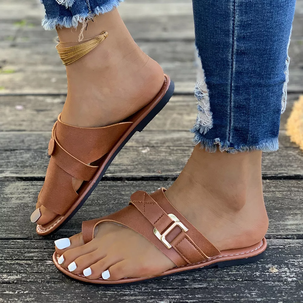 Toe Loop Buckle Decor Sandals, image 12