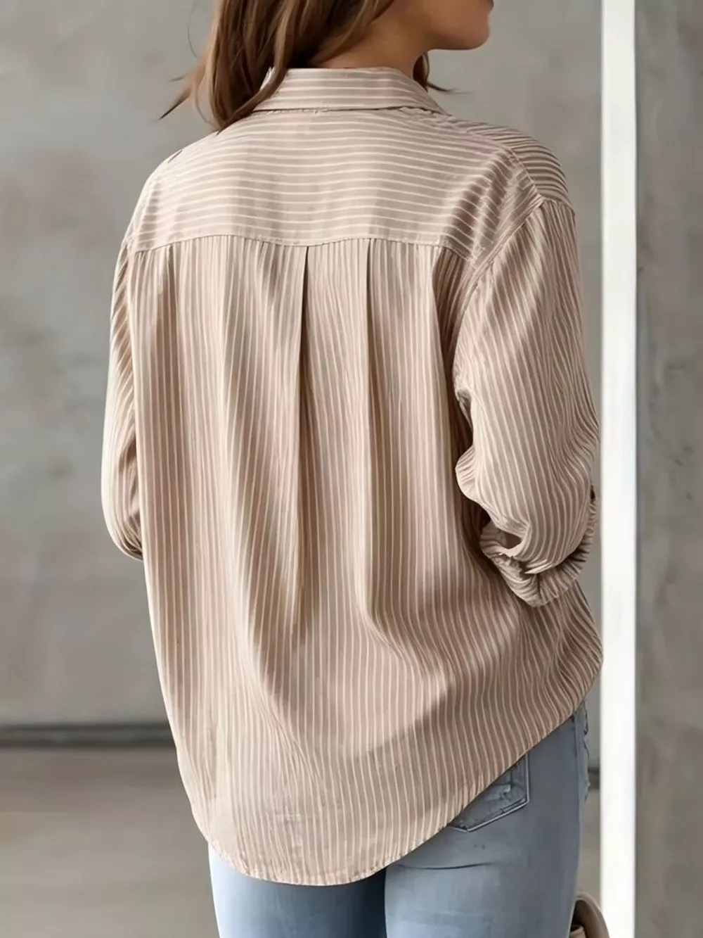 Full Size Striped Button-Down Long Sleeve Shirt Plus Size, image 42