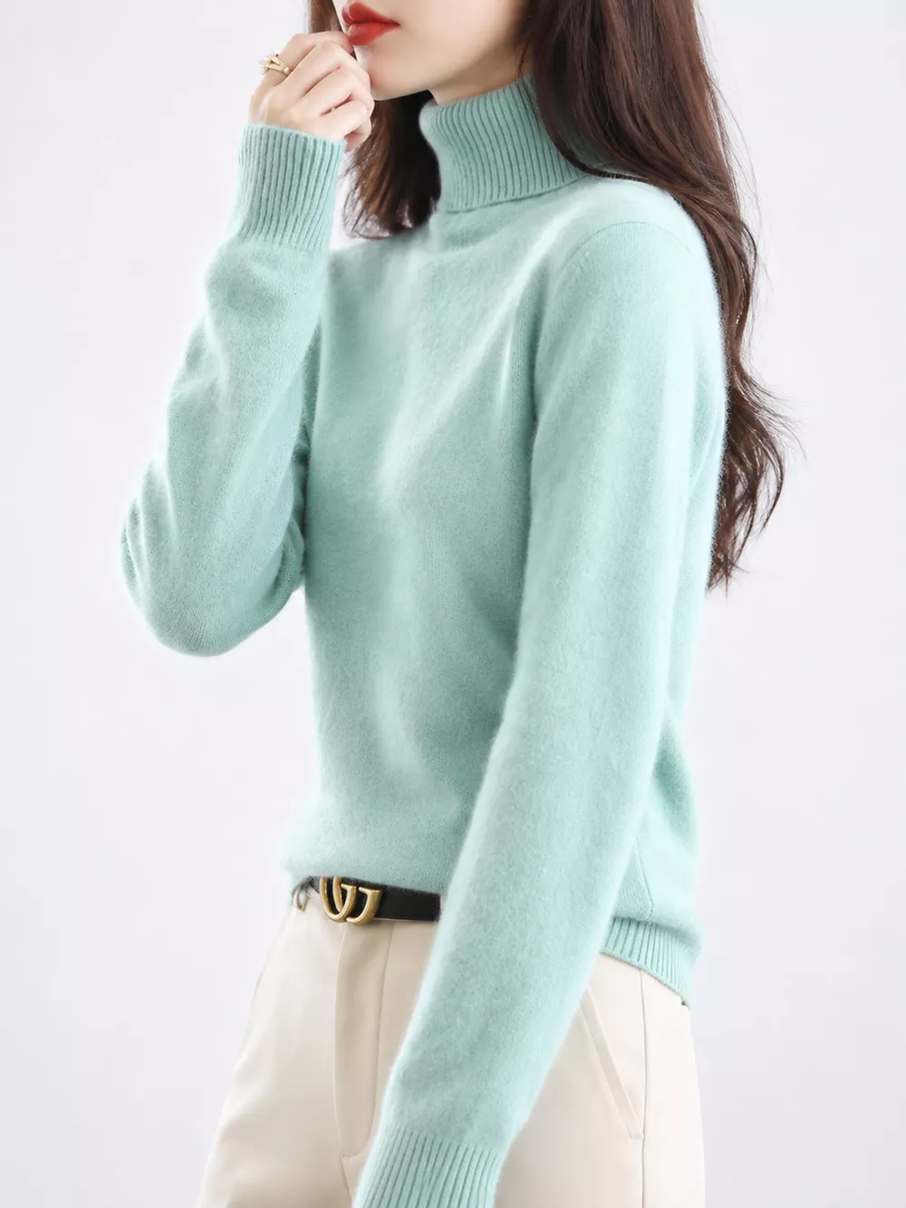 Full Size Turtleneck Long Sleeve Sweater Plus Size, image 22