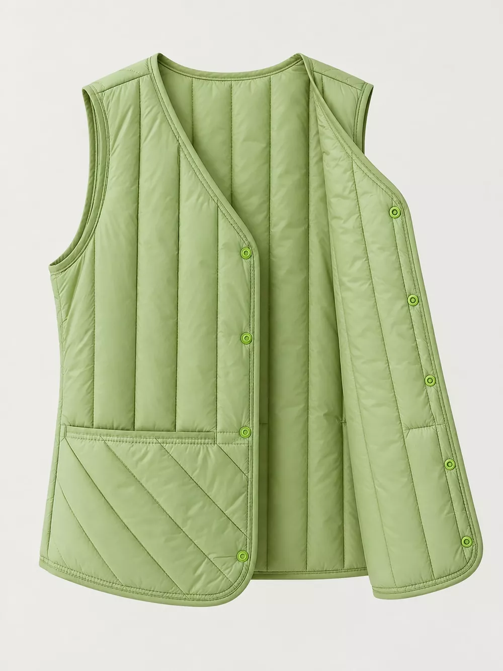 Full Size Quilted Button Up Vest Coat Plus Size, image 62