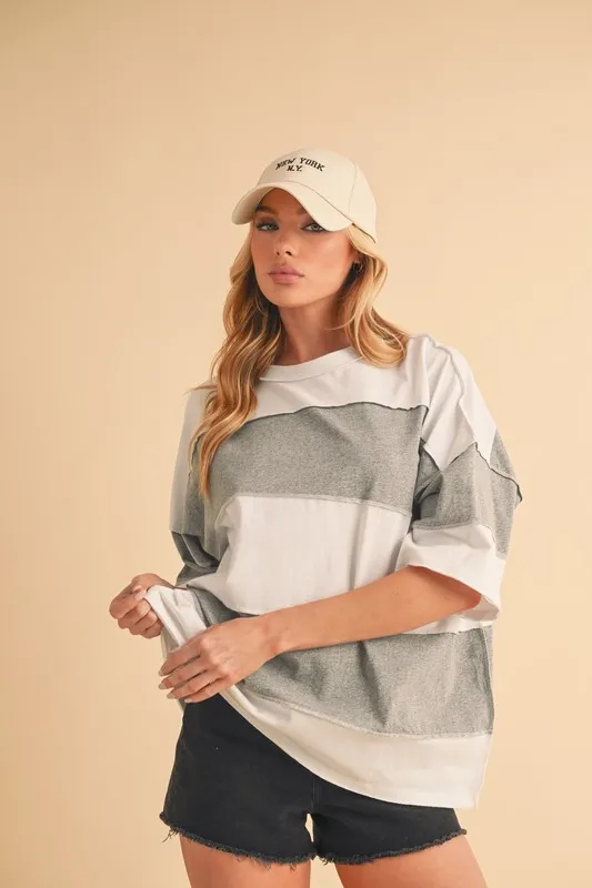 Color Block Round Neck Short Sleeve T-Shirt, image 4
