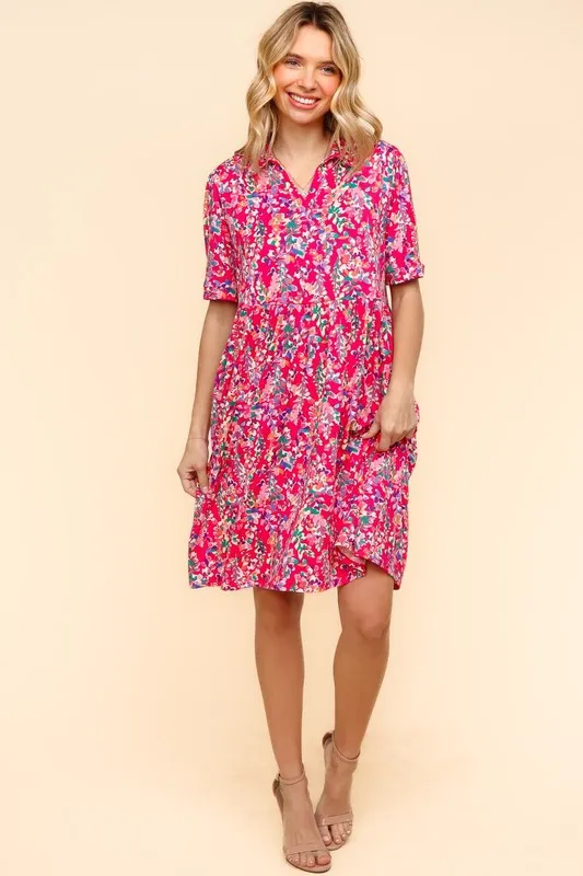 Johnny Collar Babydoll Dress with Side Pockets, image 9