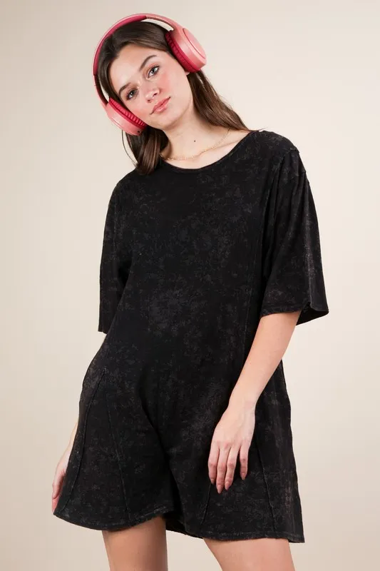 Mineral Washed Oversized Knit Comfy Romper, image 6