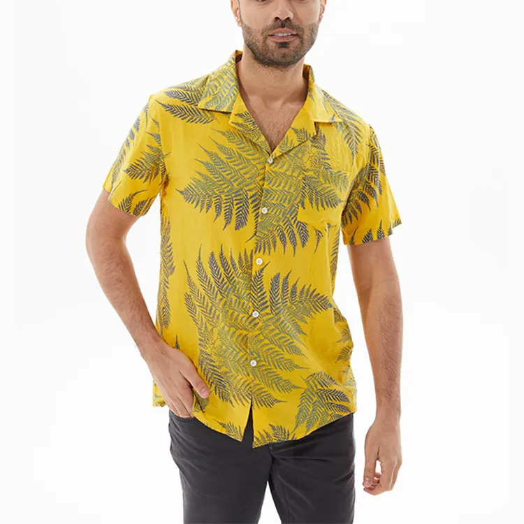 Men's Full Size Leaf Print Short Sleeve Shirt Plus Size, image 6