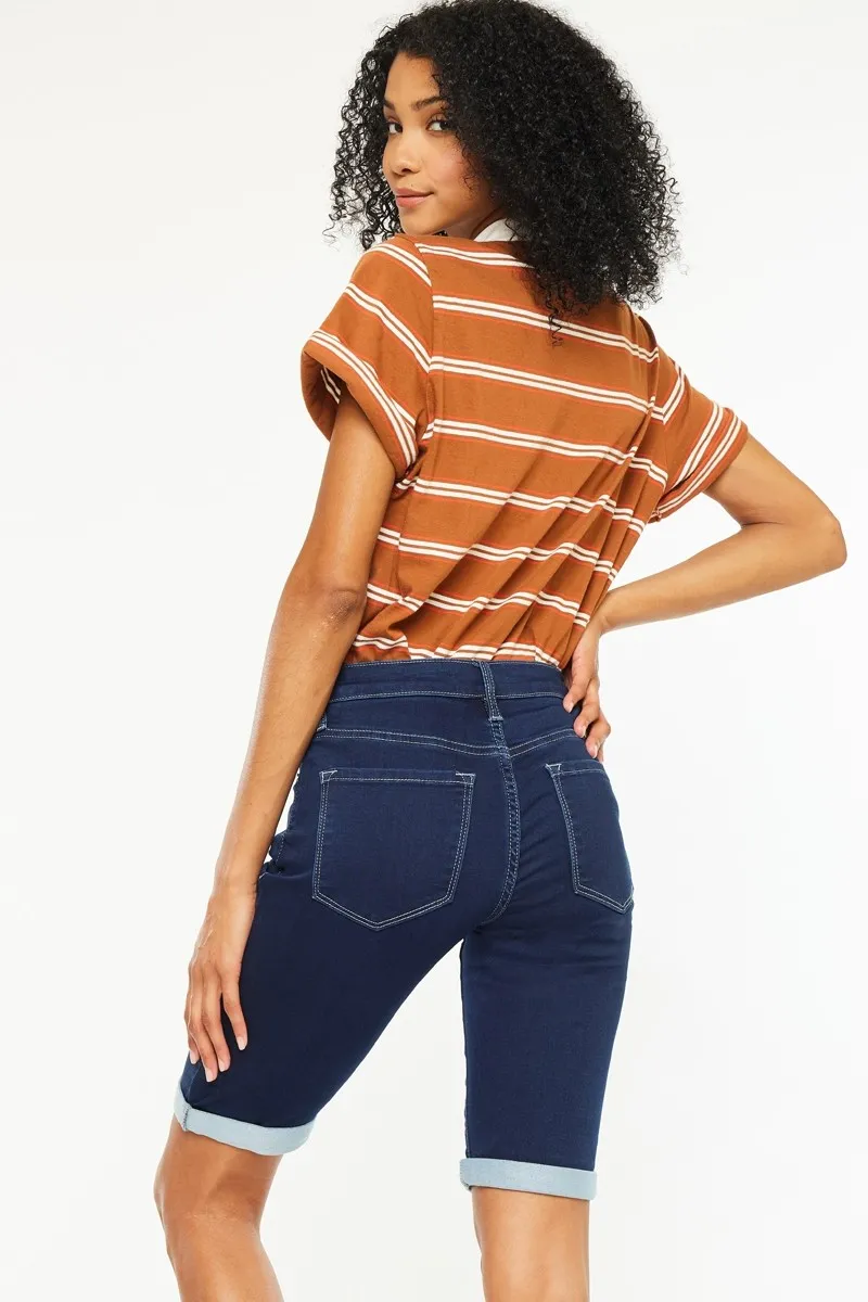 Mid Rise Bermuda Denim Shorts, image 6