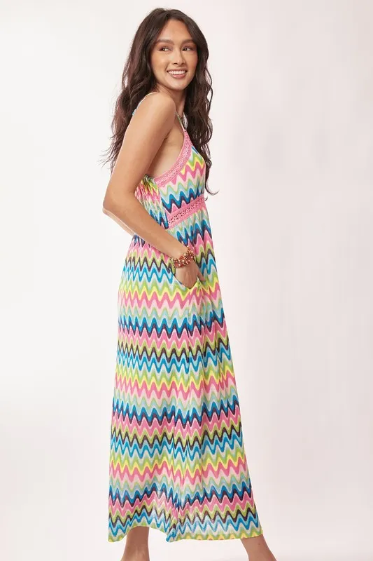 Multi Color Crochet Lace Midi Dress, image 9