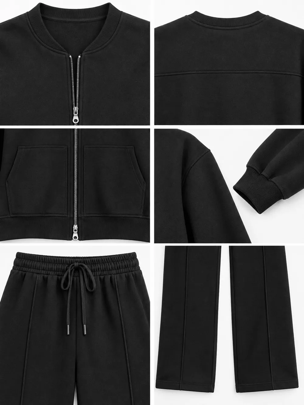 Casual Zip-Up Jacket and Wide-Leg Sweatpants Set, image 13