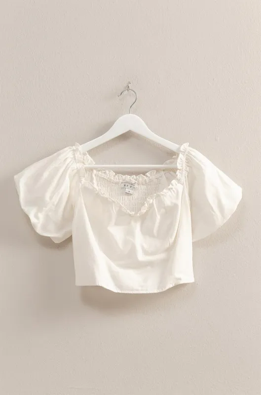 Puff Sleeve Sweetheart Neck Top, image 3