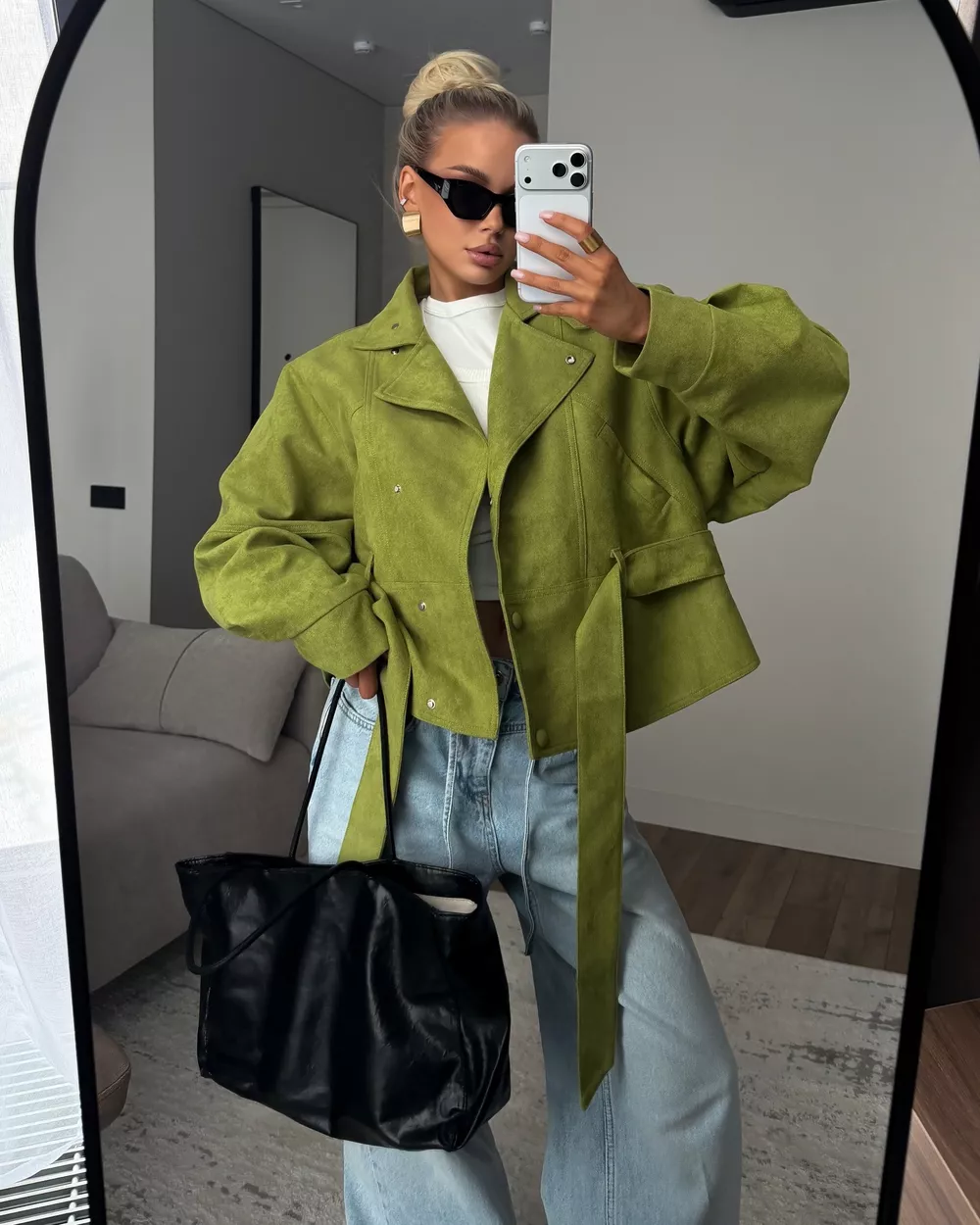 Tie Waist Long Sleeve Cropped Jacket, image 11