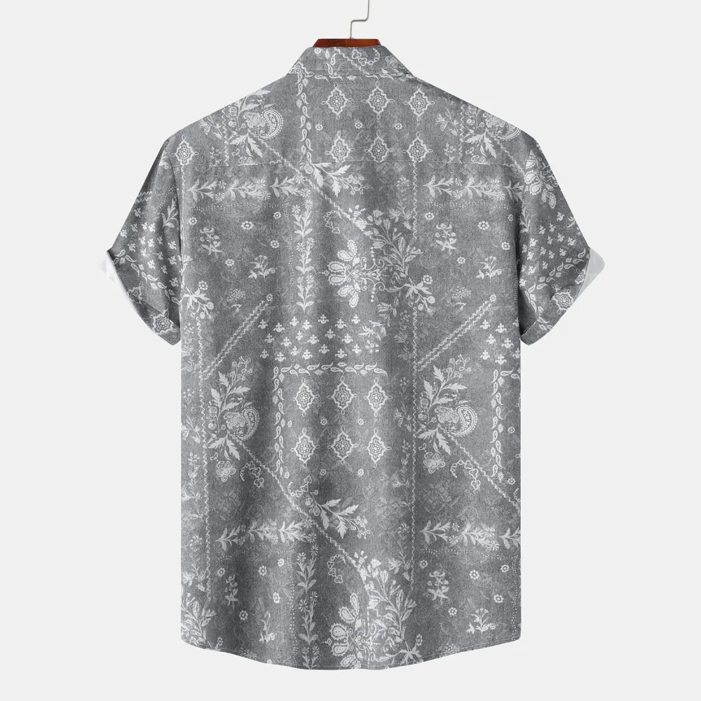 Men's Printed Short Sleeve Button-Up Shirt, image 6