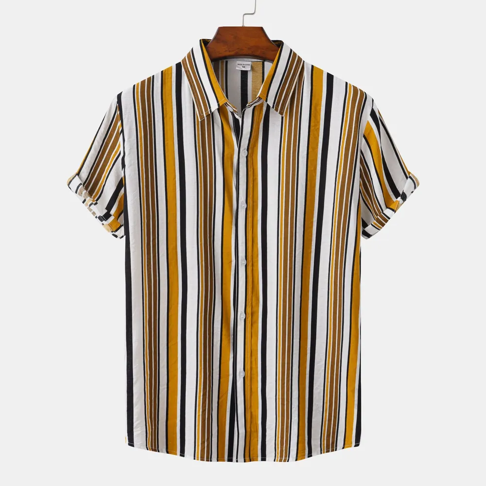 Men's Plus Size Striped Short Sleeve Shirt, image 2