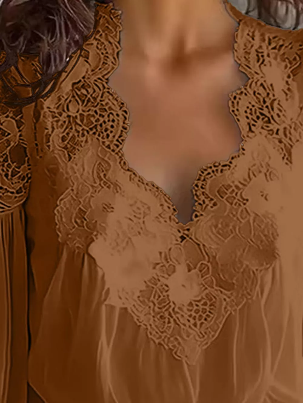 Full Size Lace V-Neck Flounce Sleeve Blouse Plus Size, image 14
