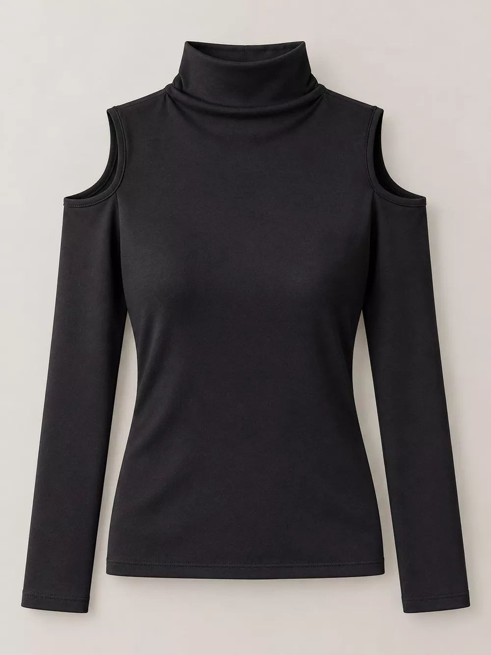 Mock Neck Cold-Shoulder Slim-Fit T-Shirt, image 8