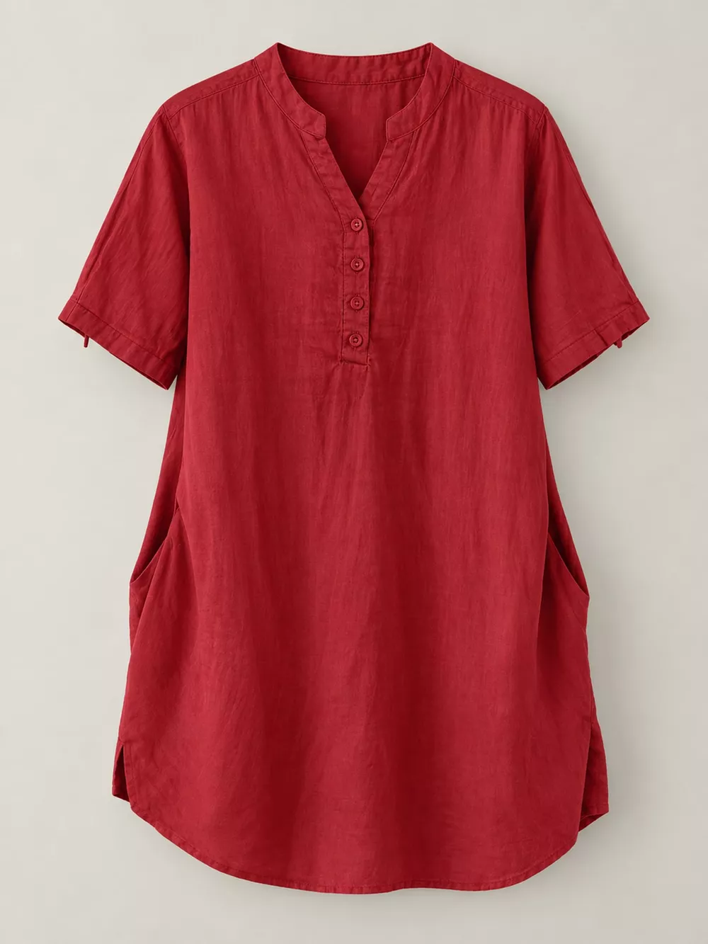 Full Size Notched Short Sleeve Oversize Blouse Plus Size, image 4