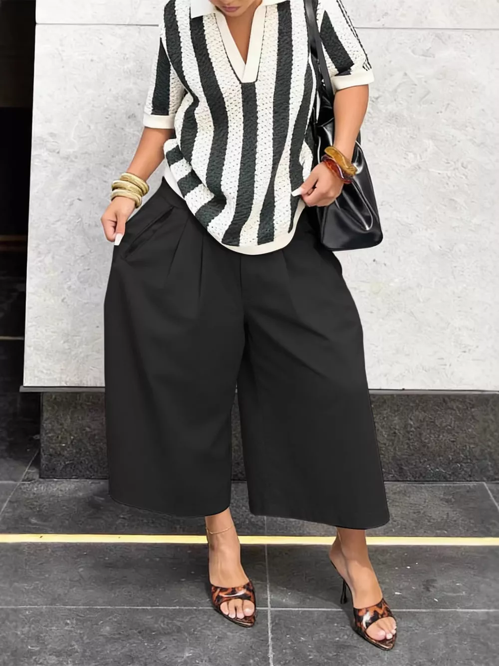 Wide-Leg Cropped Pants, image 3