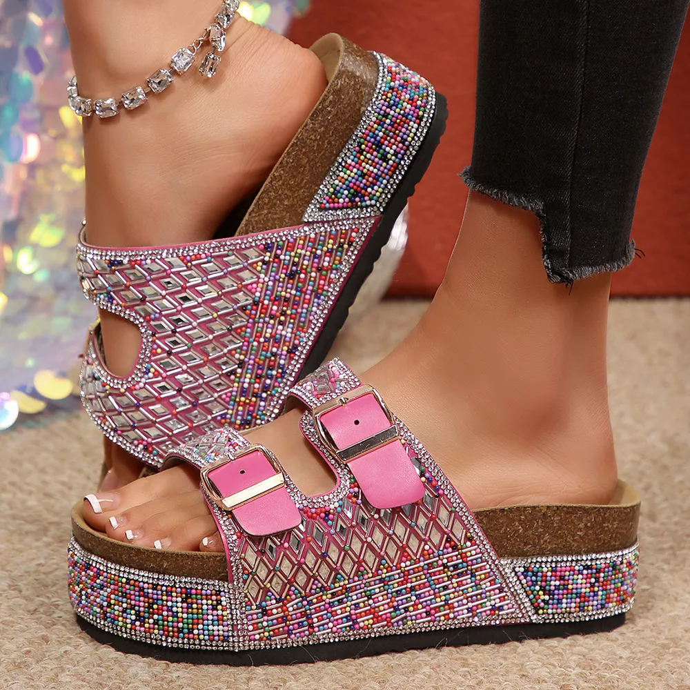 Rhinestone Double Buckle Sandals, image 10