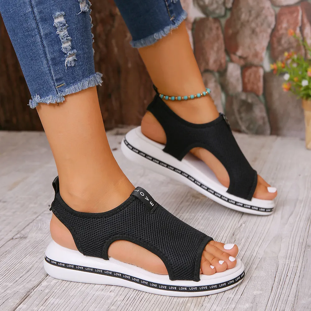 Mesh Open Toe Platform Sandals, image 4