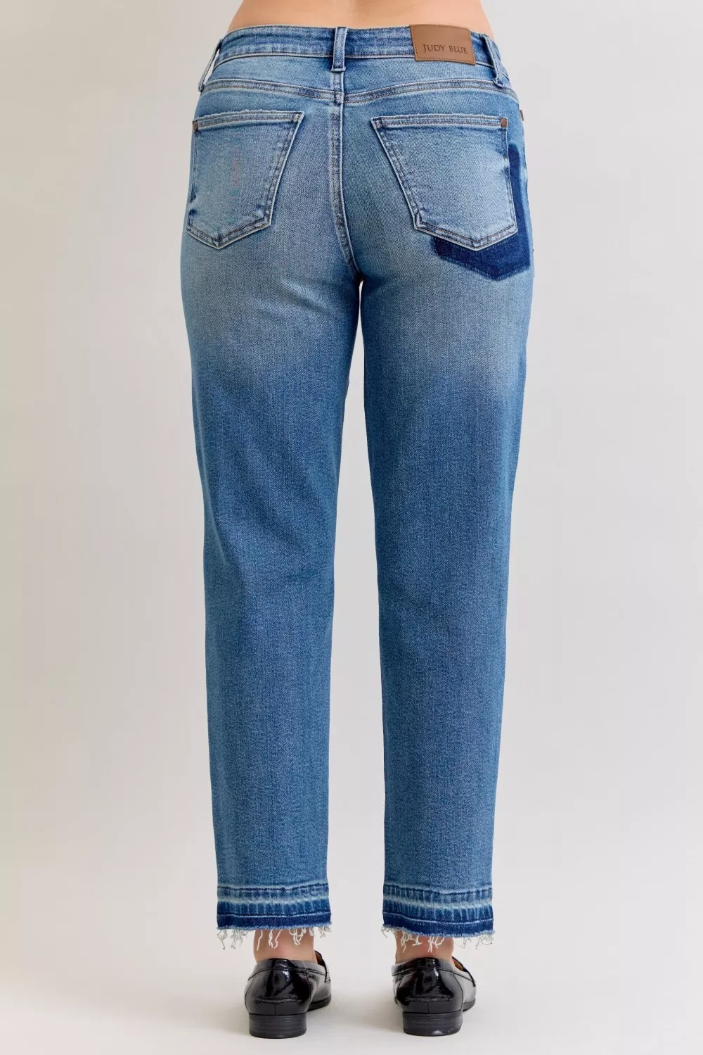 Full Size Mid Rise Bf Patch & Repair Destroy Release Hem Jeans Plus Size, image 13