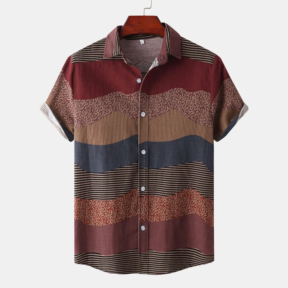 Men's Plus Size Color Block Short Sleeve Casual Shirt, image 2