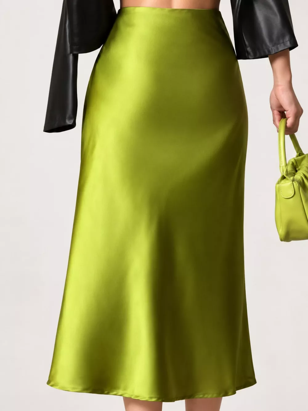 High-Waisted Satin Midi Skirt, image 39