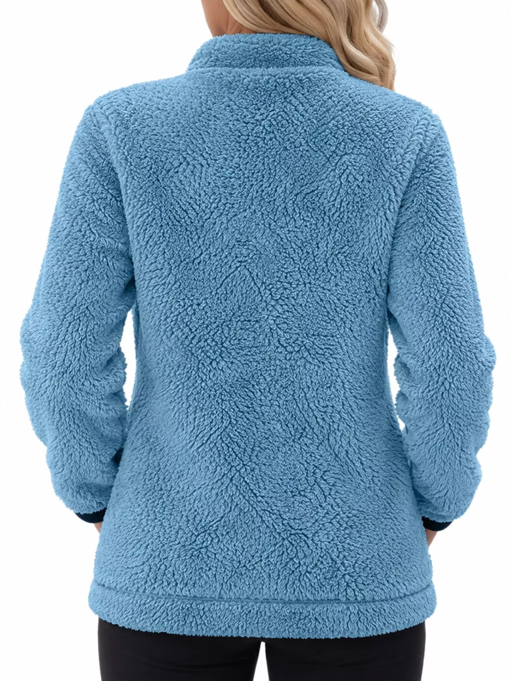 Full Size Fleece Zip-Up Jacket with Contrast Trim Plus Size, image 19