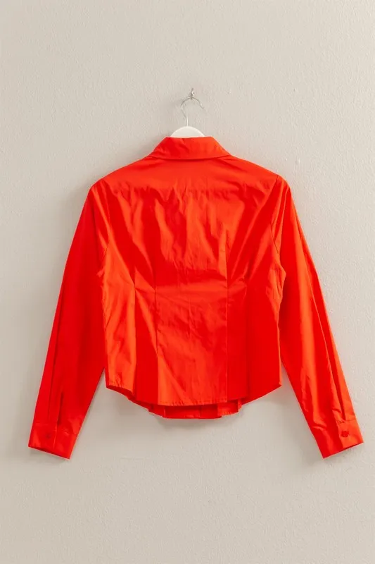 Long Sleeve Pleated Waist Poplin Shirt, image 5
