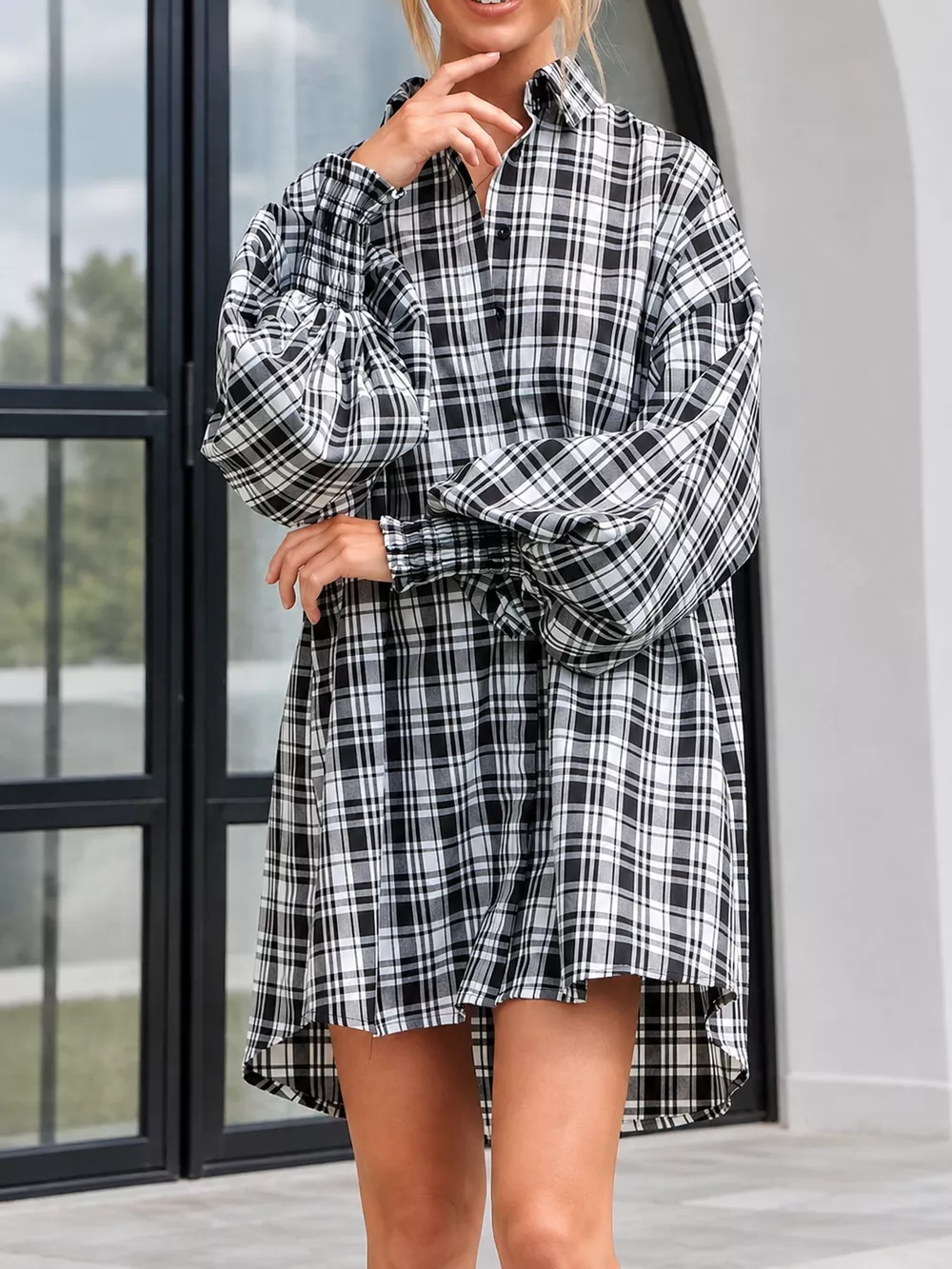 Oversized Plaid Button Up Shirt, image 16