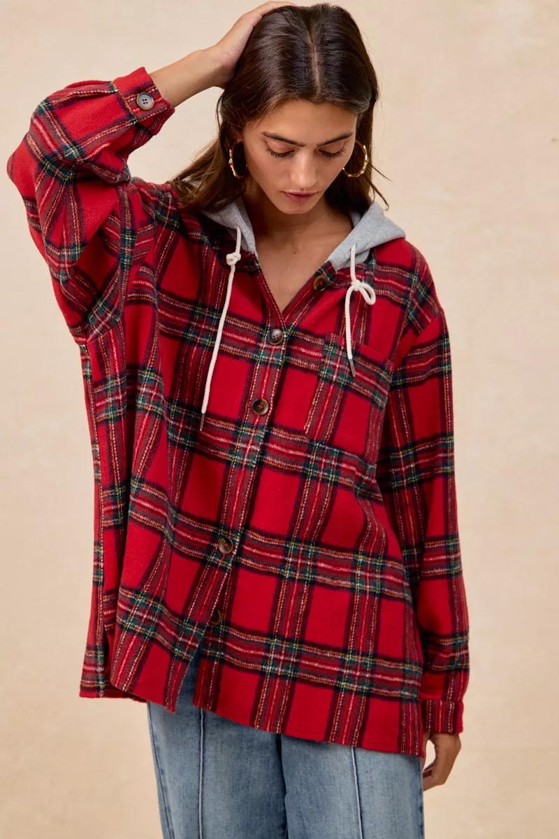 Brushed Plaid Hooded Jacket, image 15