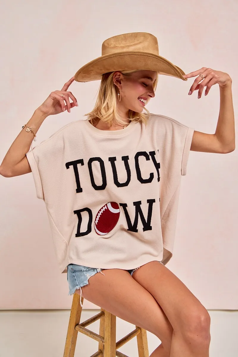 Game Day Touchdown Letter Patches Waffle Short Top, image 13