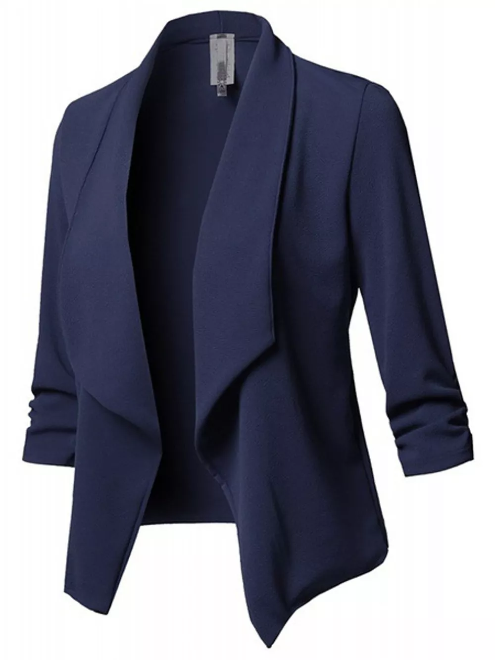 Full Size Open Front Drape Blazer with 3/4 Ruched Sleeves Plus Size, image 28