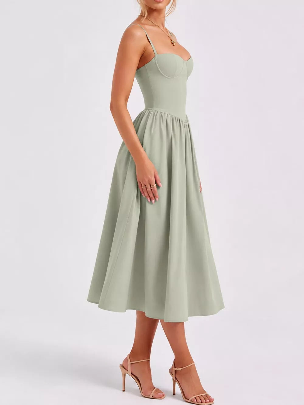 Sweetheart Neck Midi Cami Dress, image 37