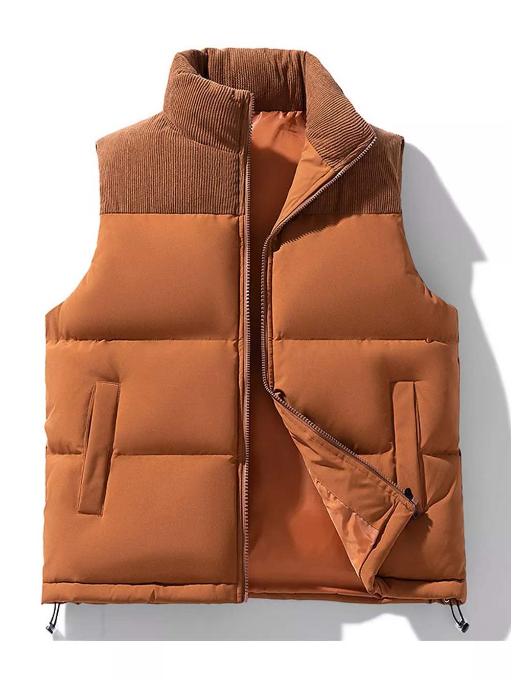Men's Full Size Corduroy Patchwork Puffer Vest Plus Size, image 8
