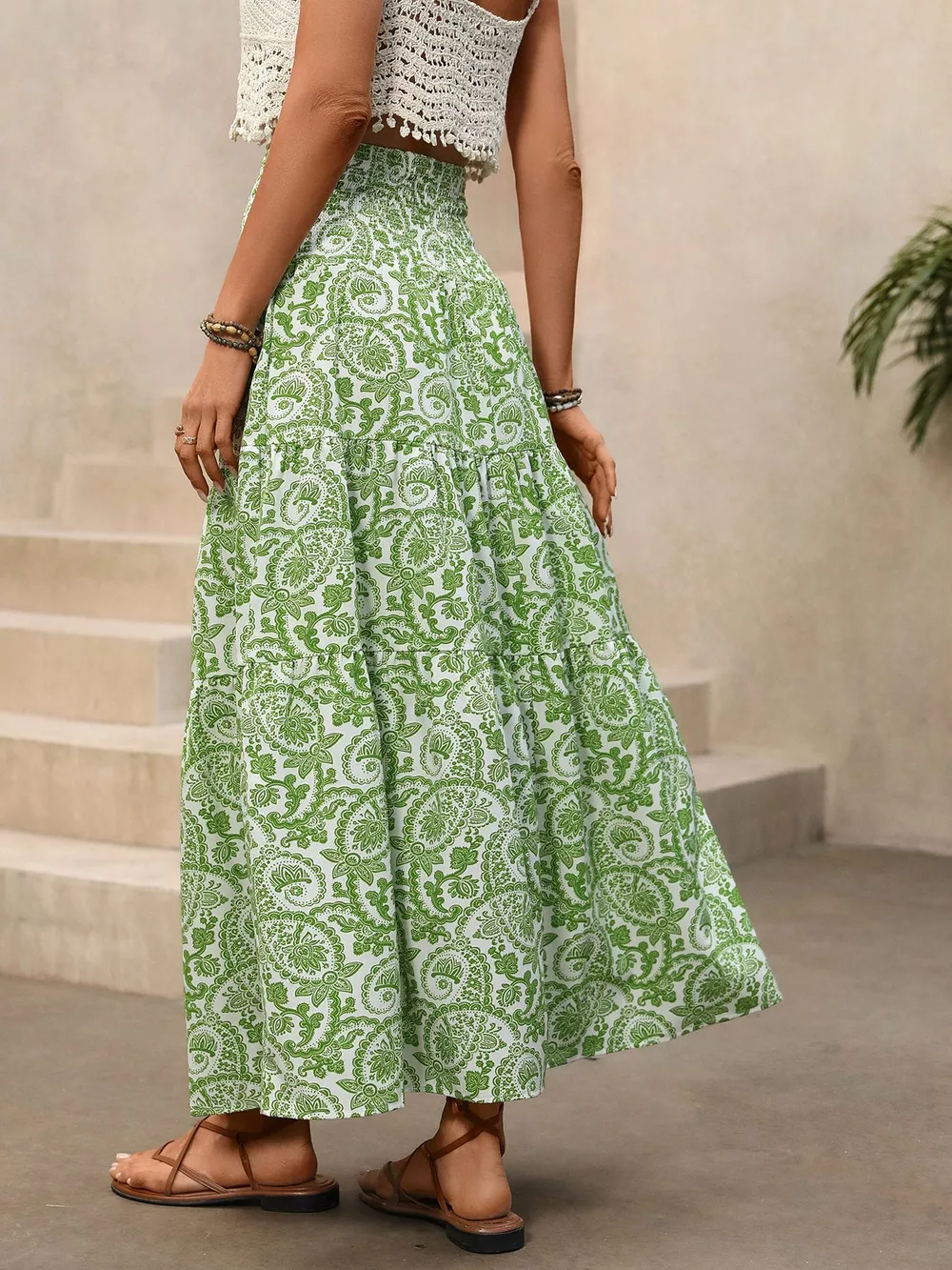 Smocked Printed Skirt, image 9