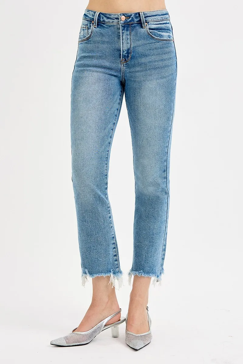 Full Size High Rise Crop Straight Slim Jeans Plus Size, image 4