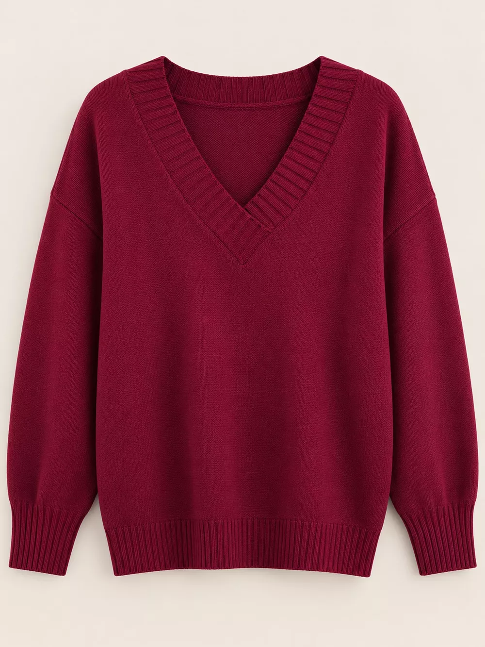 Full Size V-Neck Dropped Shoulder Sweater Plus Size, image 8