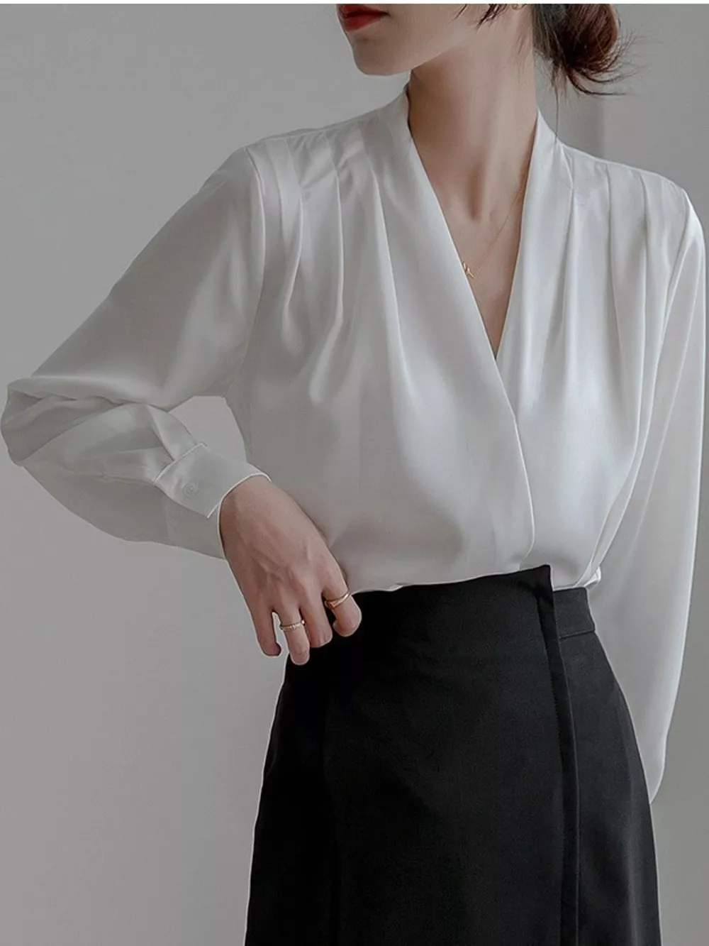 Long Sleeve Satin Blouse, image 3
