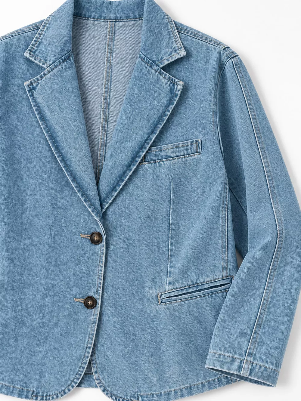 Lapel Collar Long Sleeve Denim Jacket, image 6