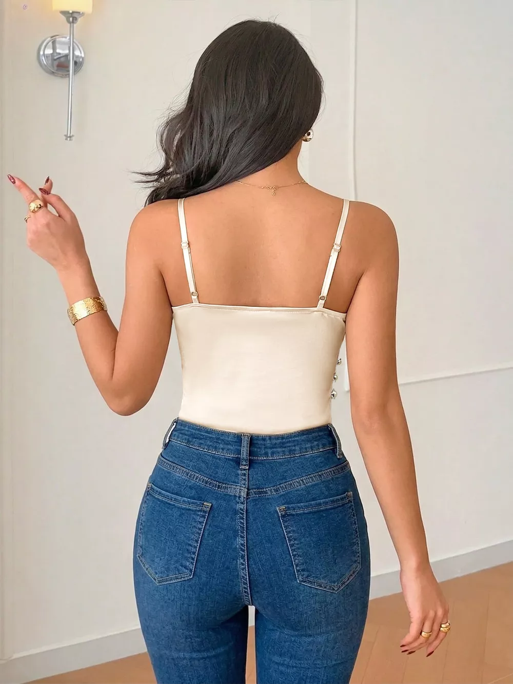 Ruched Spaghetti Strap Bodysuit, image 5