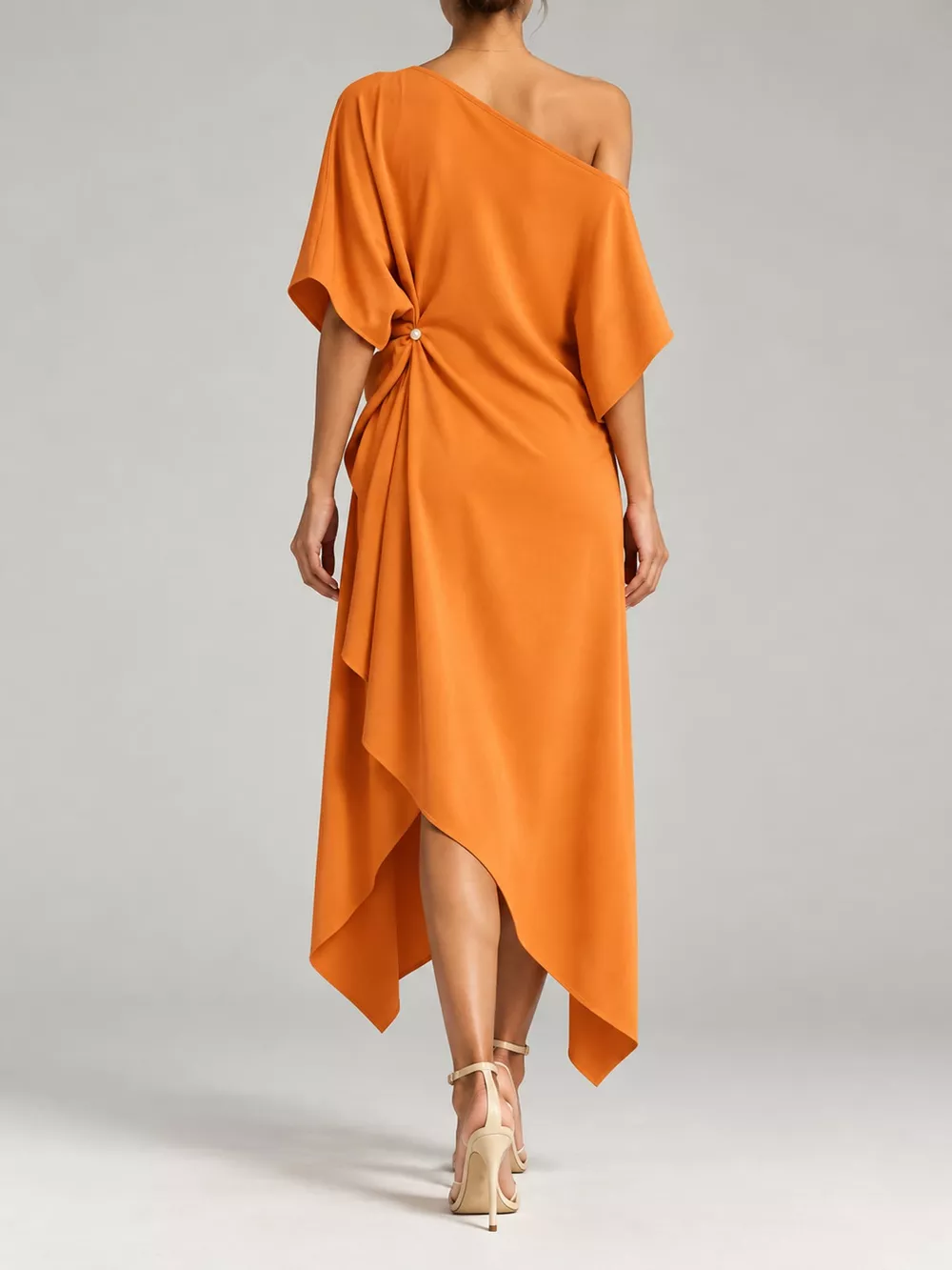 Full Size One-Shoulder Asymmetric Hem Midi Dress Plus Size, image 14