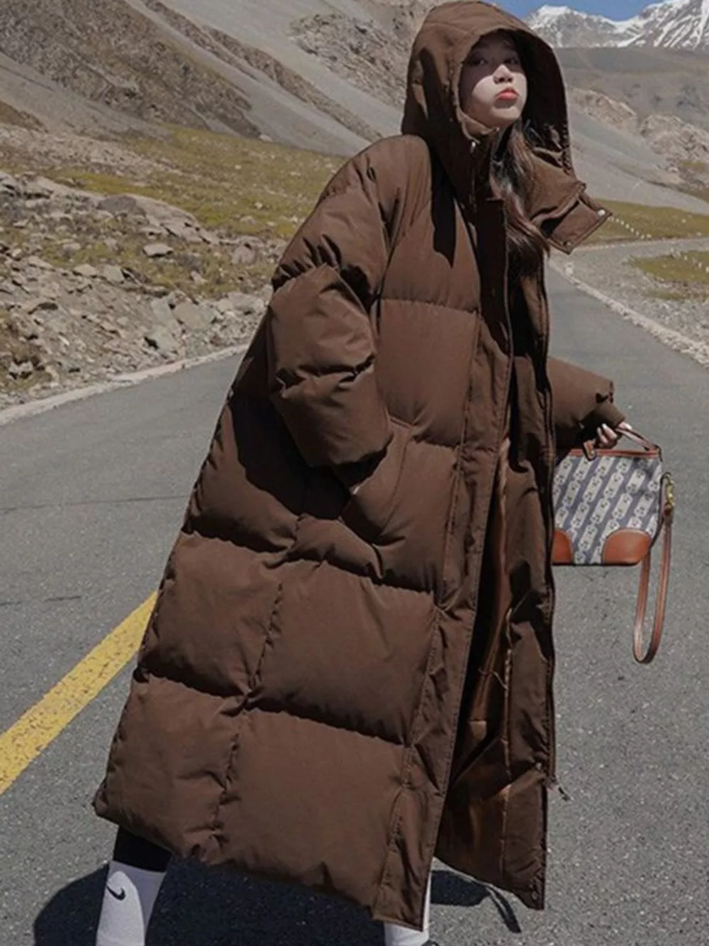 Plus Size Oversized Hooded Longline Puffer Coat, image 32