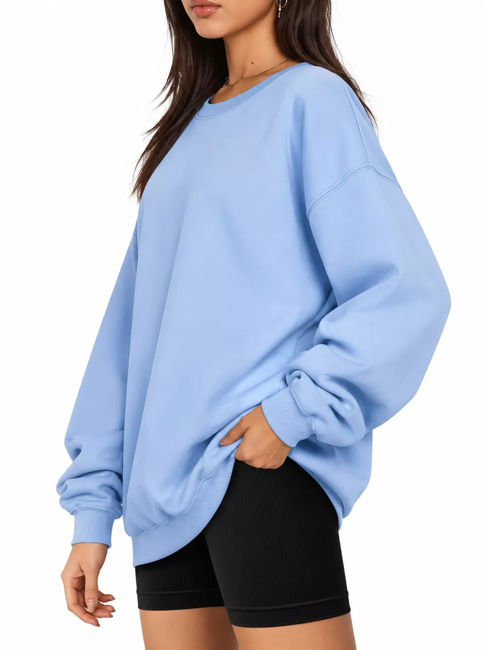 Full Size Crew Neck Dropped Shoulder Sweatshirt Plus Size, image 24
