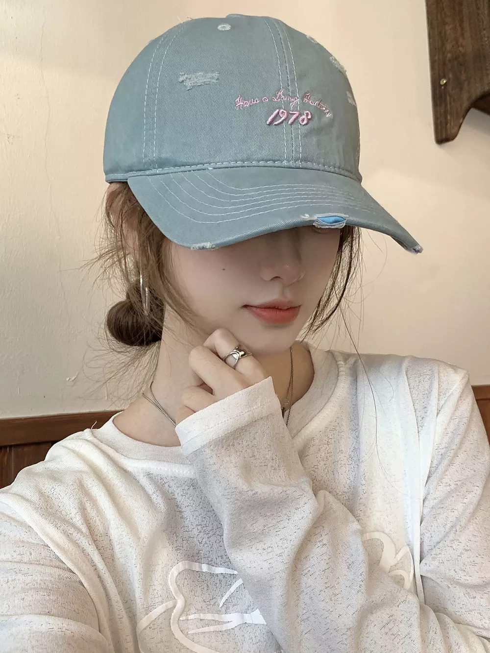 Embroidered Distressed Baseball Cap, image 2